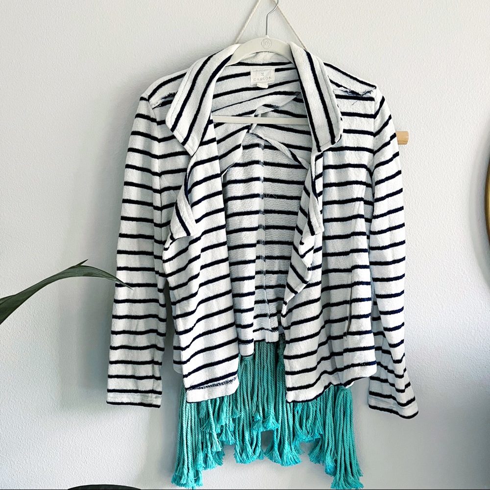 Caslon Nordstrom | Navy & White Stripe Drape Collar Jacket | S ⚓️